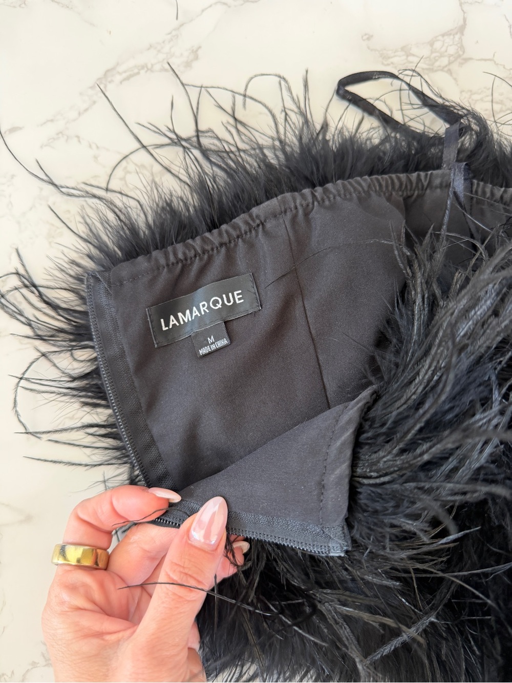 Lamarque Black Feathered Crop Bustier - Picture 3 of 3